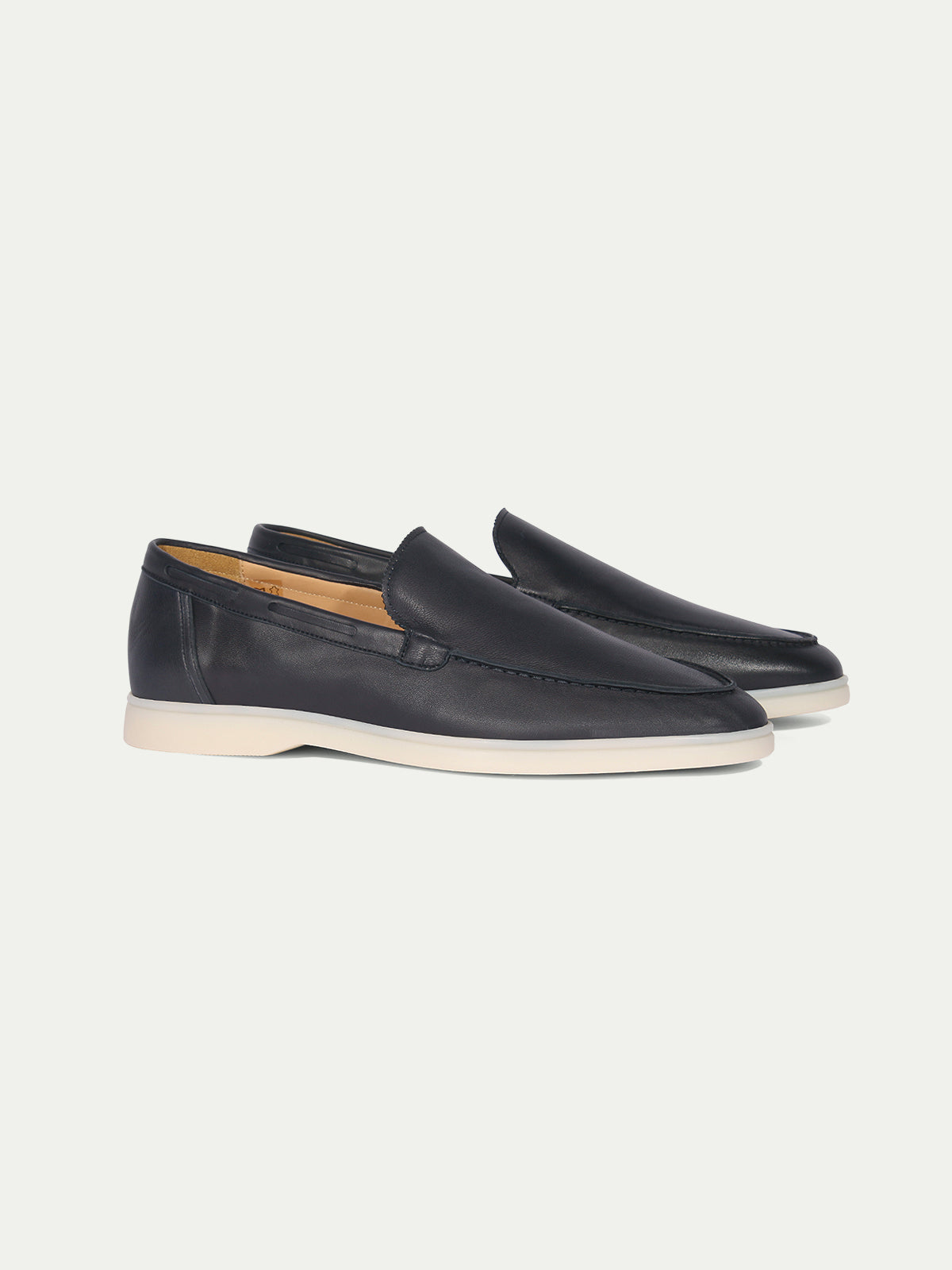 Navy Leather Amalfi Loafers — view 1
