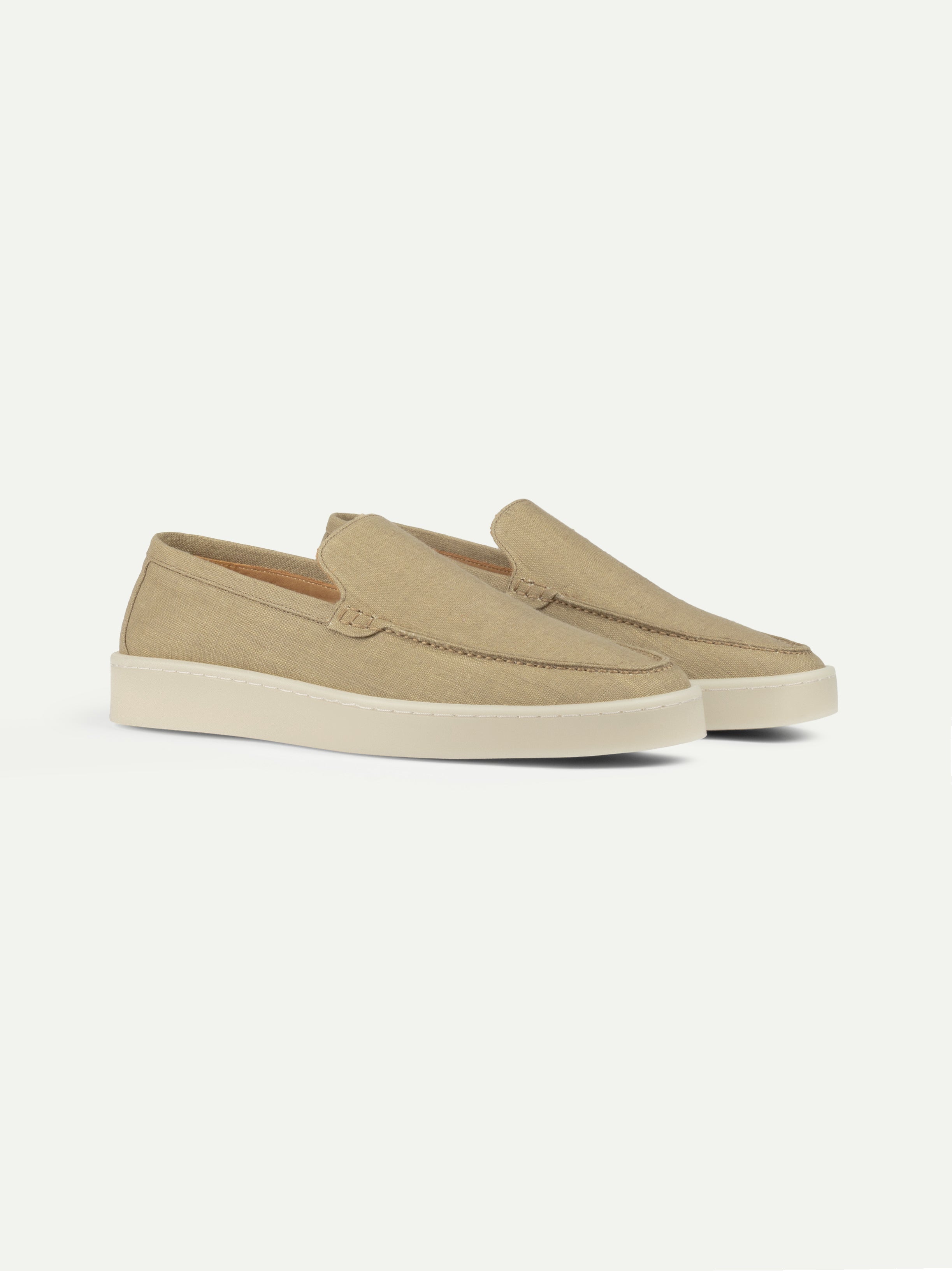 Dark Taupe Linen Napoli Loafer — view 1