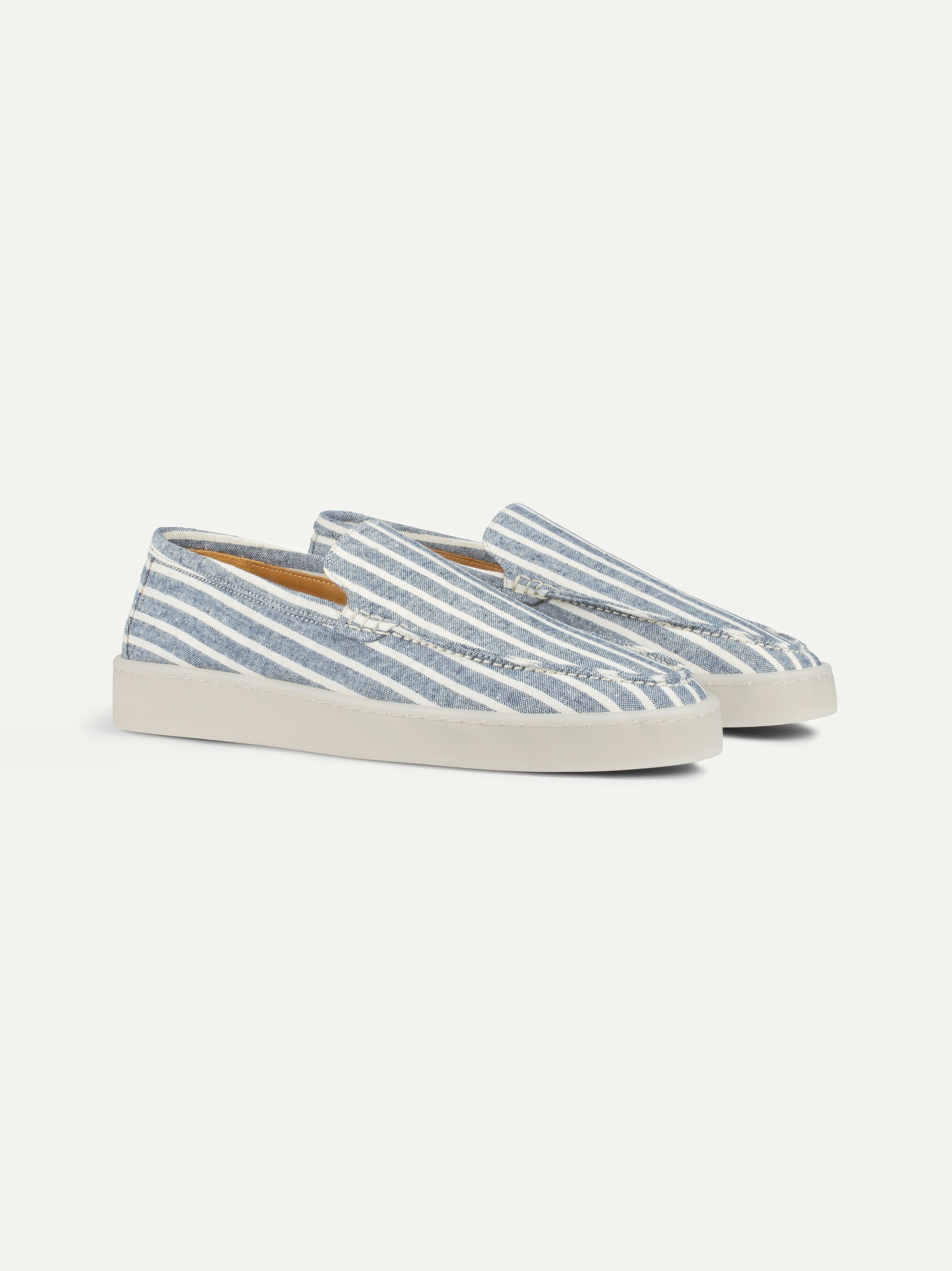 Navy Linen Striped Napoli Loafer — view 1