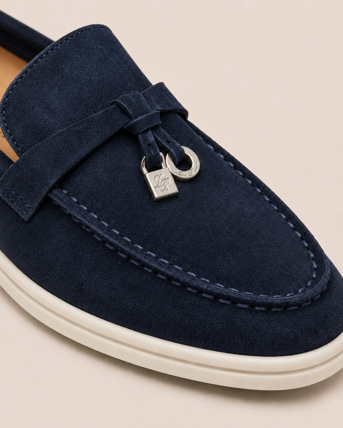 Lady Navy Blue Buckle Loafer