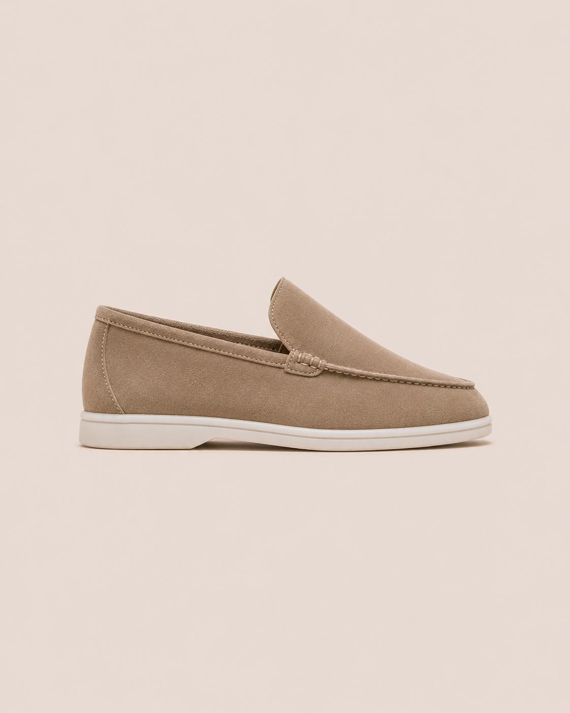 Lady Beige Cowhide Slip-On Loafers