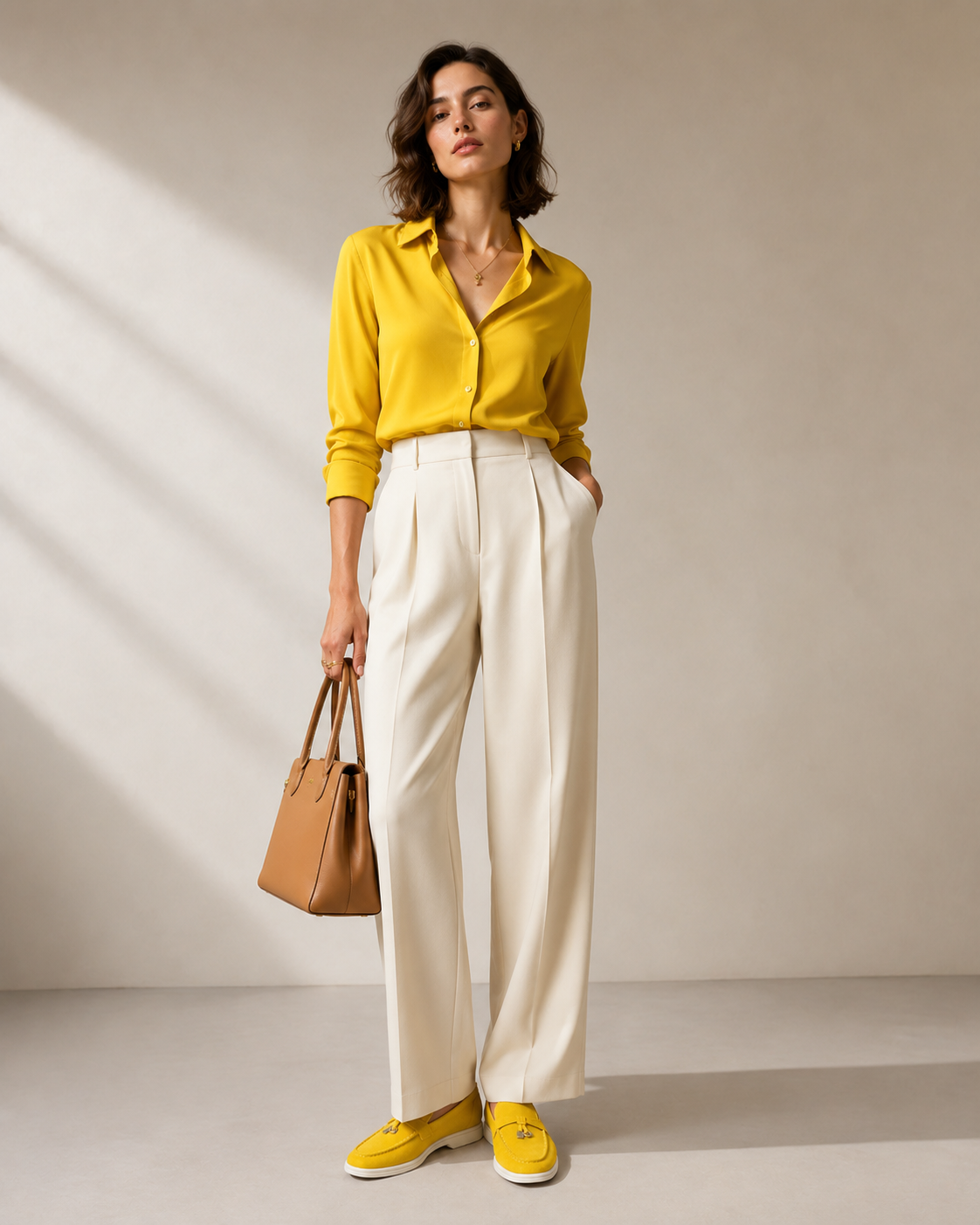 Lady Goose Yellow Buckle Loafer