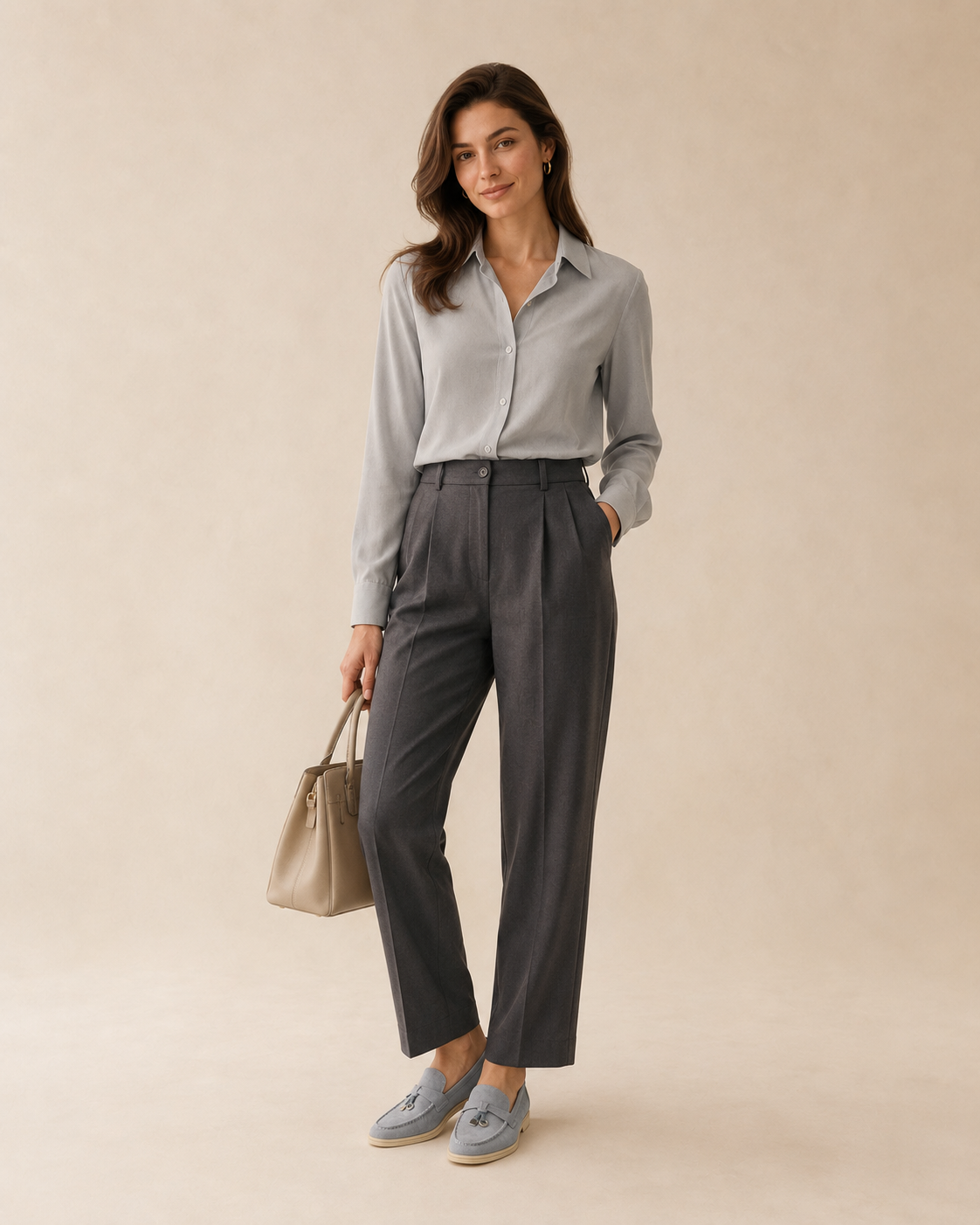 Lady Gray Blue Buckle Loafer