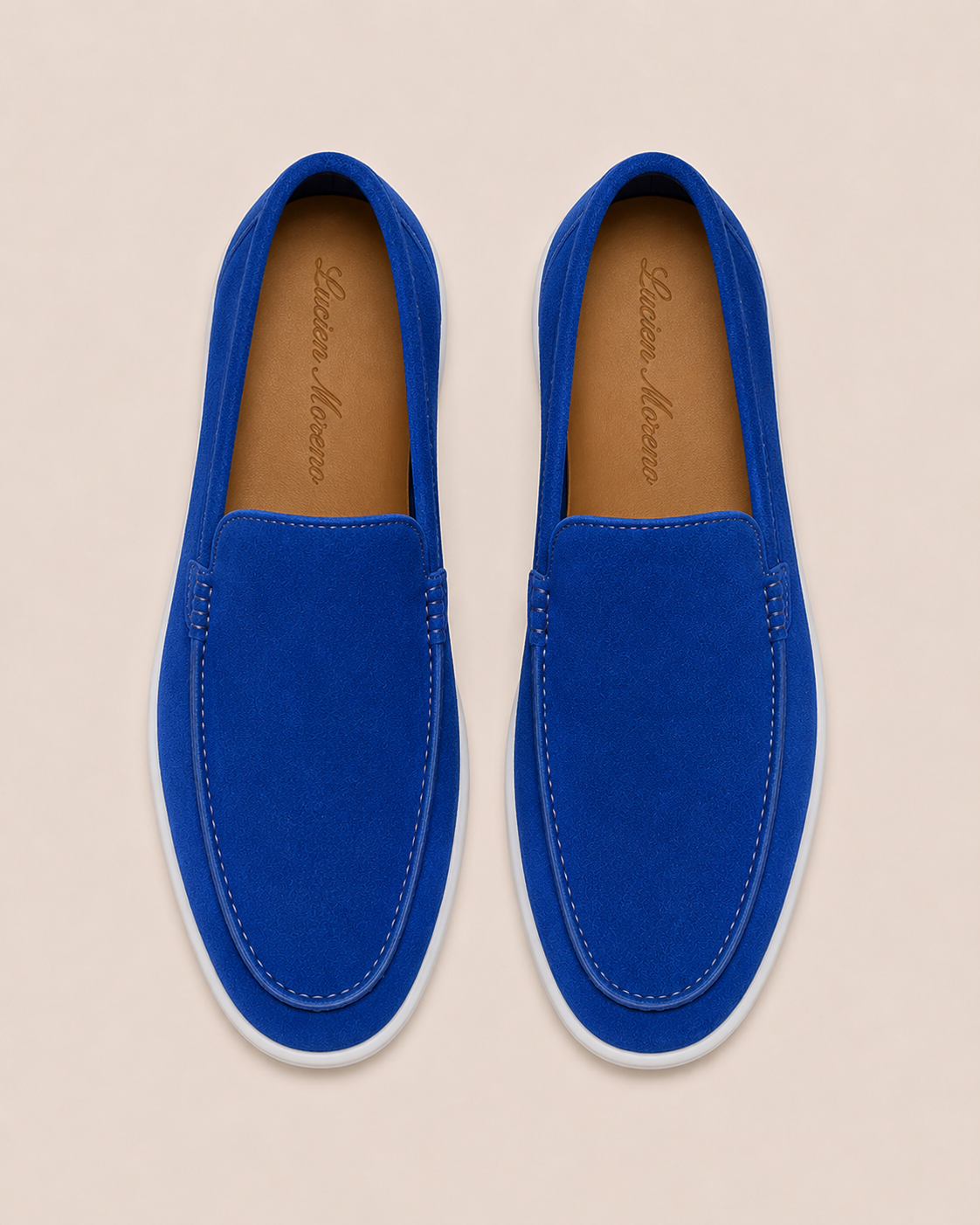 Royal Blue Cowhide Slip-On Loafers