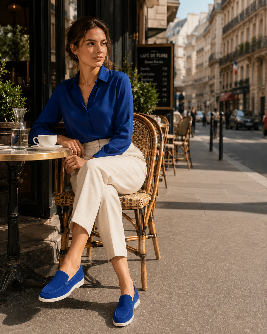 Lady Royal Blue Cowhide Slip-On Loafers