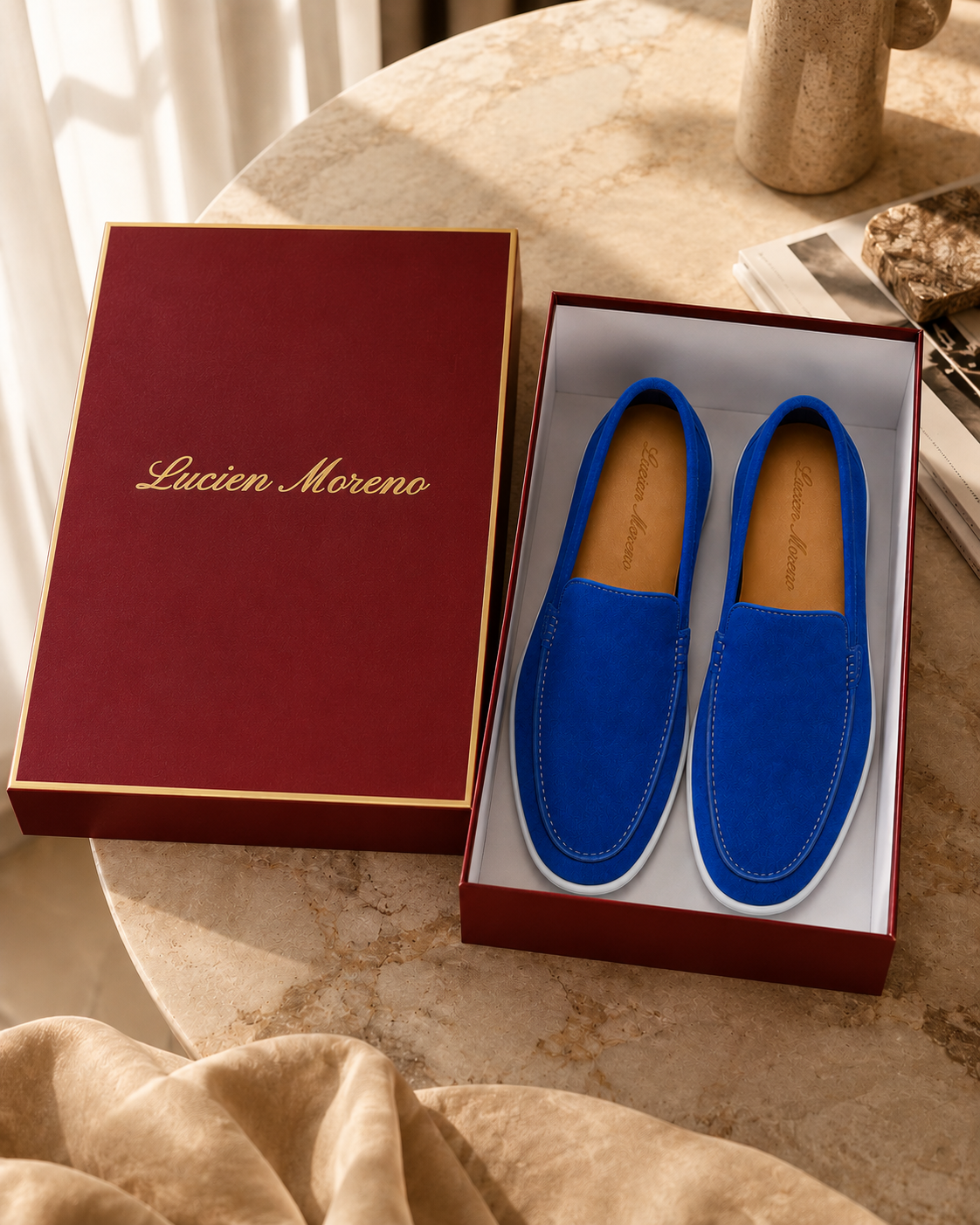 Lady Royal Blue Cowhide Slip-On Loafers