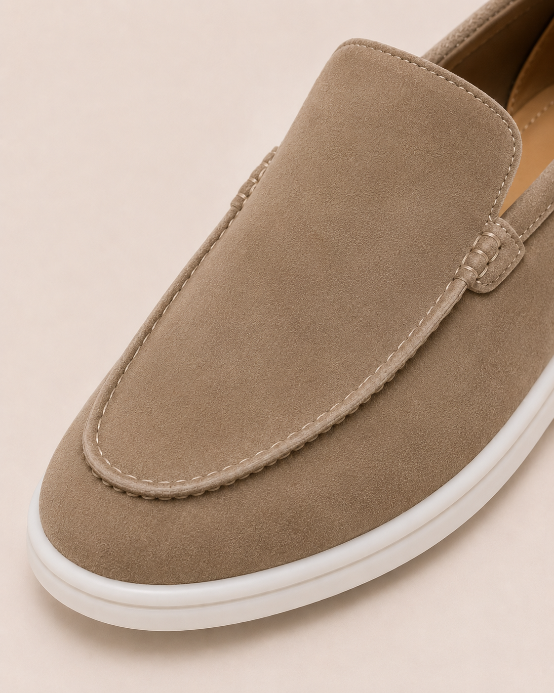 Lady Beige Cowhide Slip-On Loafers