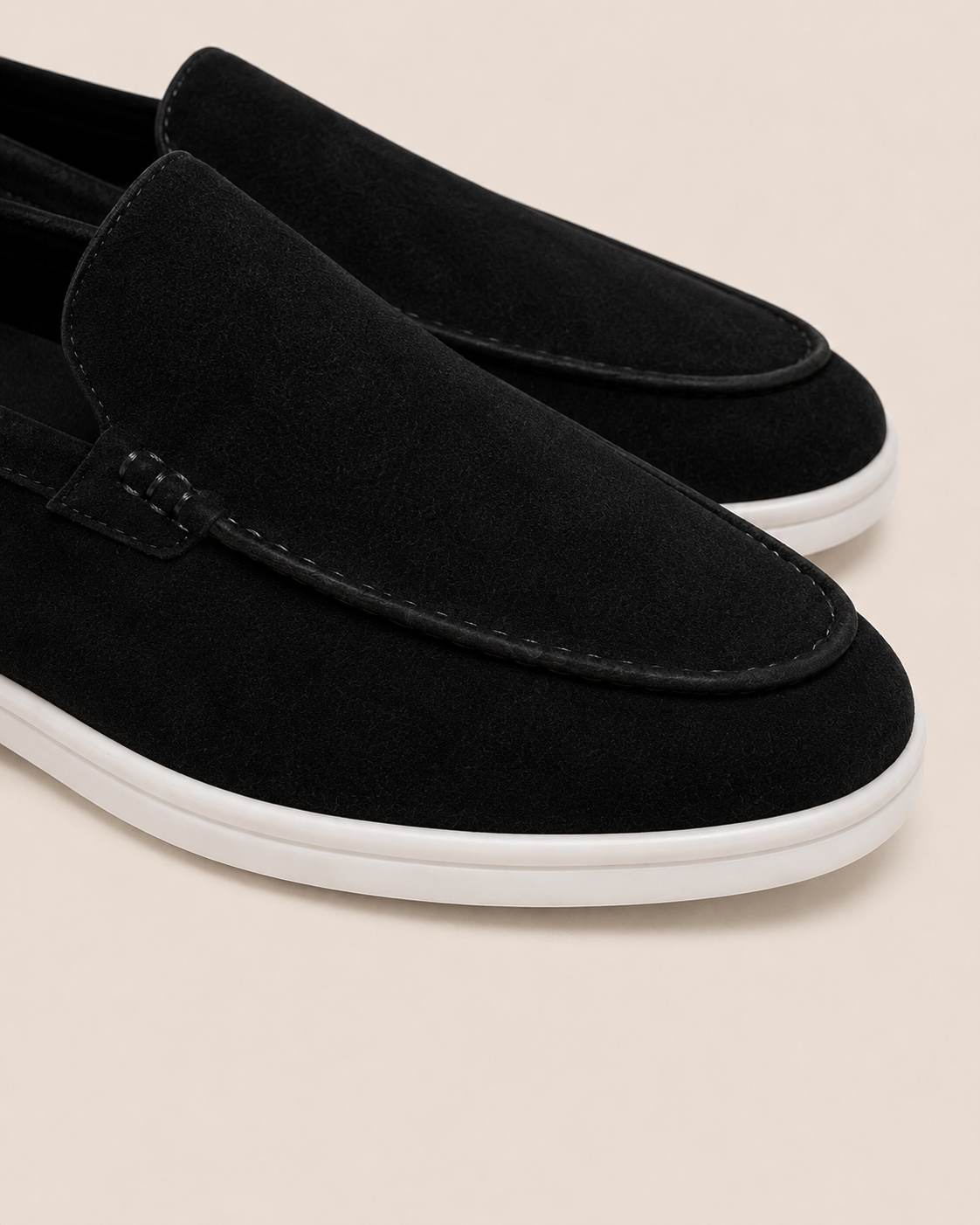 Black Cowhide Slip-On Loafers