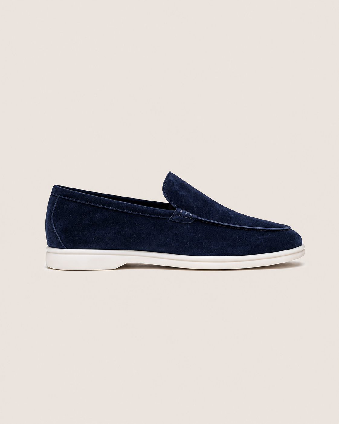 Navy Blue Cowhide Slip-On Loafers