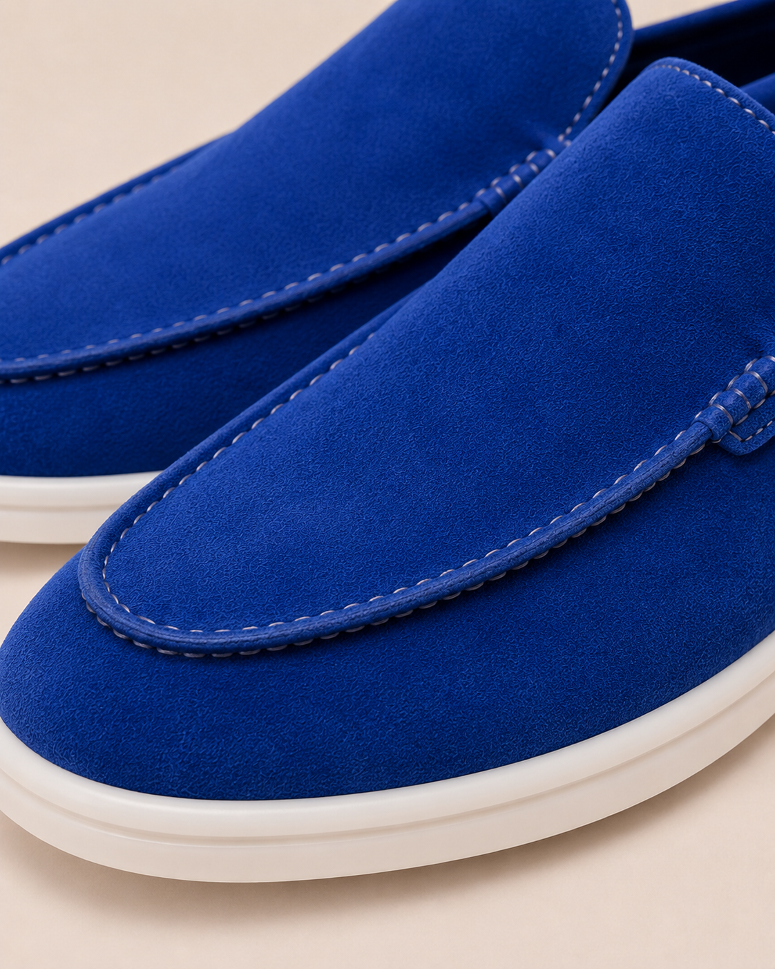 Royal Blue Cowhide Slip-On Loafers